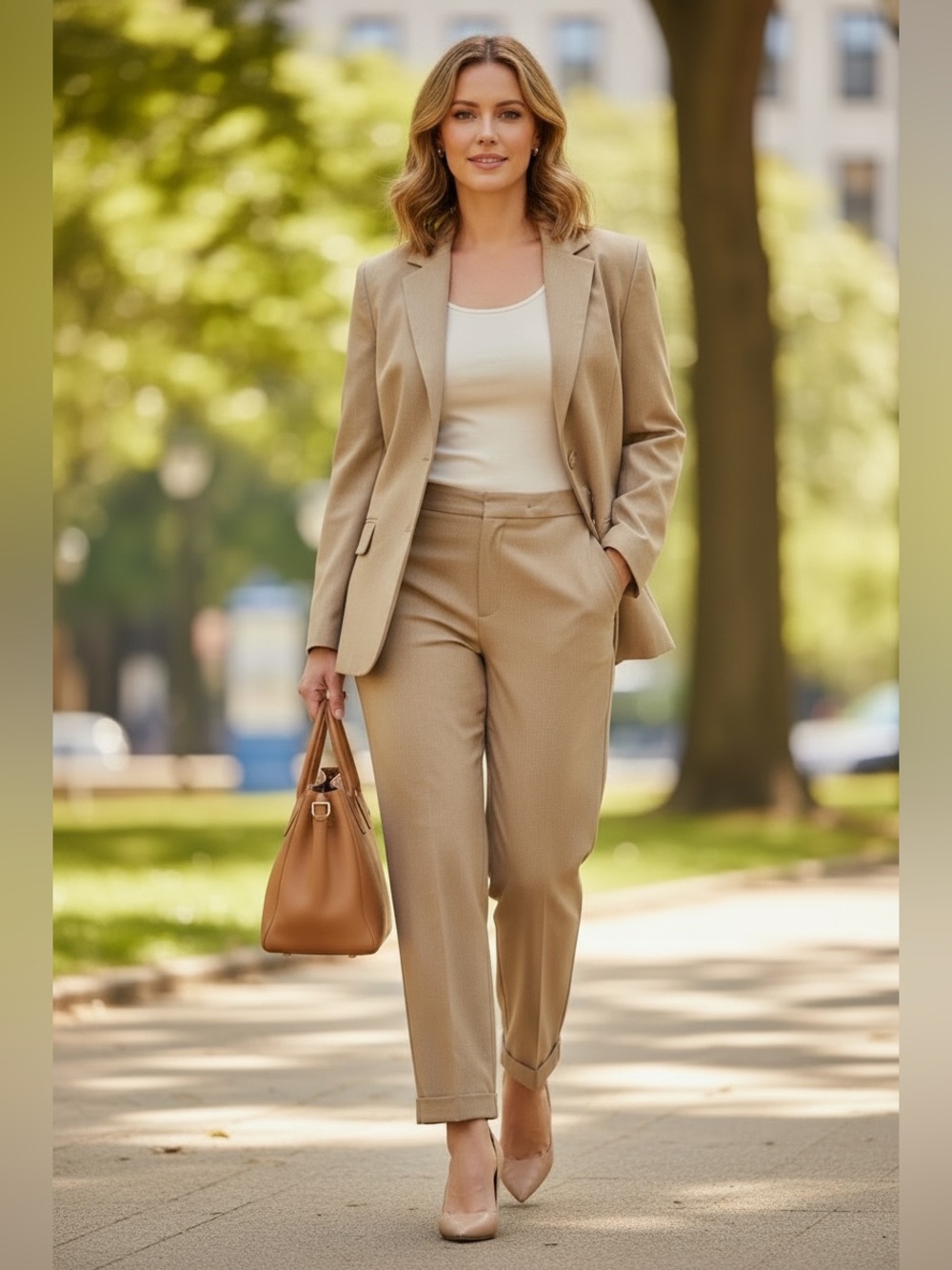 NWT Danny & Nicole 18W 2X Pant Suit Blazer Jacket Taupe-Camel Tailored Trousers